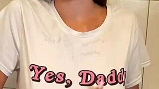 Beautiful Teen Brunette Quickie Blowjob in Bathroom!