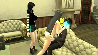 naruto watching movie with wife, ends in anal threesome creampie?