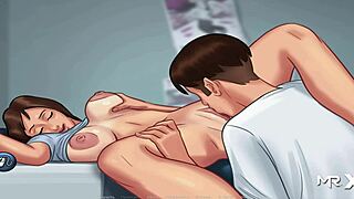 My friend dives into mature pussy in Summertime Saga episode 2-32.