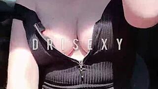 Watch This Sexy Brunette Teen Masturbate While Driving Her Car!