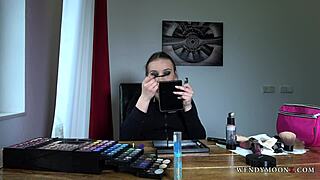 After crazy night hot wendy moon needs to correct her face make up