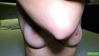 The guy fucks the hot latina college babe in the pool, cumming on her natural tits.