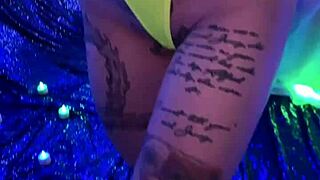 Sexy tattooed hottie Misha Montana rides in home video