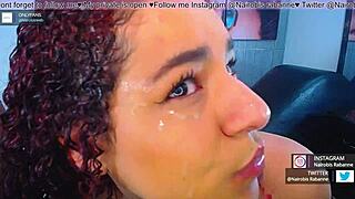 Latina sucks monster cock for sloppy extreme cum facial