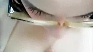 girl sucks cock on the porch brunette big tits