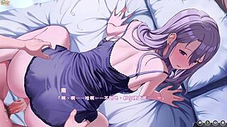 Sensual double penetration and a black lace nightgown bring animated porn game to life