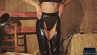 Flawless big ass teen 18+ ryan reid rips clothes and strips in latex for playboy, looking super hot