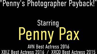 Penny Pax poses busty in lace after stripping photoshoot.