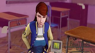 Erica sucks big cock using condom in hentai deepthroat.