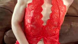 Belgian milf feels intense orgasm in red lingerie