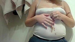 Chubby slob blonde loves chocolate in fetish