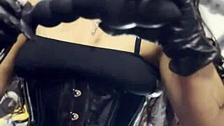 dominafire humiliates with buttplug training and joi in latex