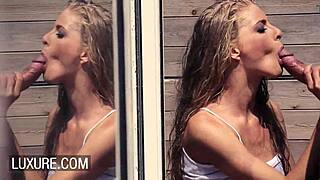 I'm banging in a hardcore trio with dp on the rooftop.