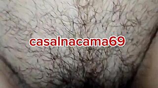 Wife masturbates and squirts in bed with husband.