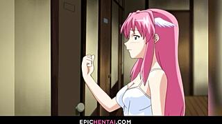 Fauna and Jordh are sharing Kosuke Kawakami's huge cock in this hentai scene