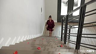 spencer bradley relaxes in the bathtub with her double dildo.