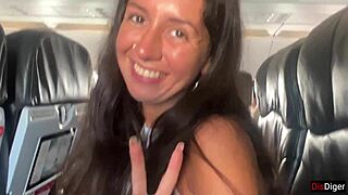 Risky plane blowjob, omg we got caught, so crazy