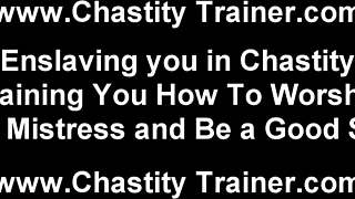 This unbreakable steel cage humiliates the slave's cock in femdom session