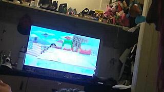 The sexy redhead gives a handjob to her best friend's big cock, ending in a facial.