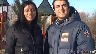 Busty babe pulls speculum and masturbates close up then shows wet pussy