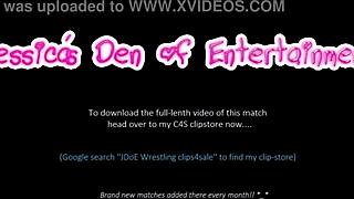 Tag-Team Bra and Panties Strip-Wrestling with Dildo and Diaper Punishment - Roxi Keogh June 2022.