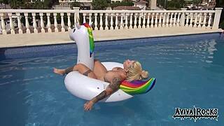 Aviva Rocks Masturbating With Big Tits And Ass On Unicorn