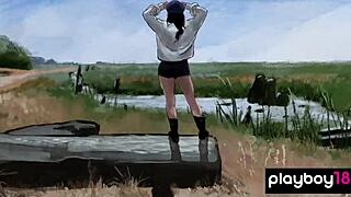 Skinny Canadian Beauty Alexandra Stripping Outdoor