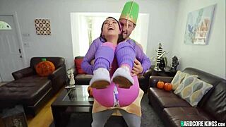 Petite asian teen fucks on halloween