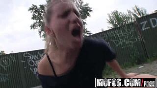 Euro Teen Nessy Banged Hard Against Car in Alley!