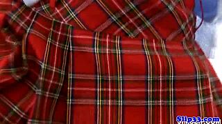 Polish beauty SPANKED and SUCKS old man's cock