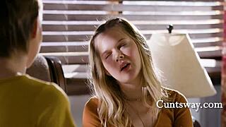 Stepdaughters lick each other