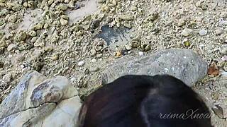 Pinay moans loud during risky beach sex in public.