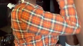 Dark Ebony Slut Throating Big Black Cock with Gagging and Choking