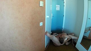 Playing with Nipples and Eating the Fat Woman's Pussy in a Hotel