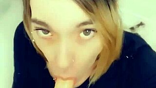 Sexy Shemale Craves Hard Cock on Her Knees for Deep Action