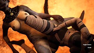 Furry jackal scissoring hard with furry dragon!