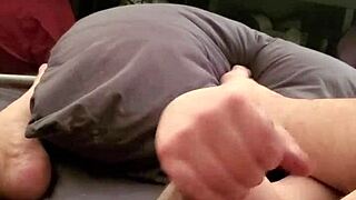 I'm gettin' my small 18+ cock stroked so good