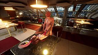 Emilia's playroom features secret room with big tits and ass in 3D hentai game outdoors on train