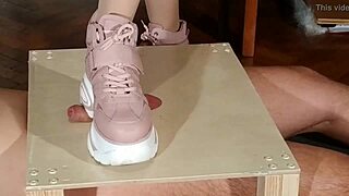 domina stomps cock in pink boots! brutal humiliation!