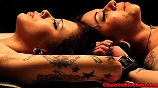 Tied Up Lesbian Bondage Babes Punished Hard in Garage for Domination Thrills