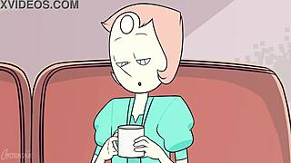 Not so mystery girl in lesbian cartoon parody.