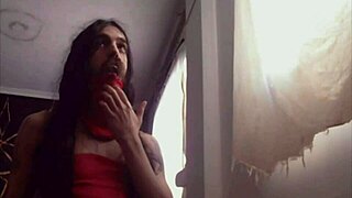 Why does this ladyboy take big dildos in her ass like a whore?