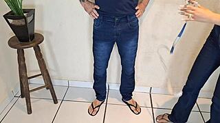 i'm the naughty seamstress eyeing my client's hard cock in blowbang