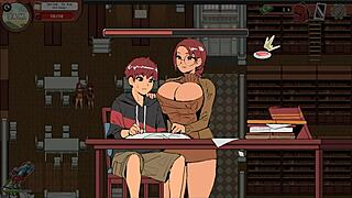 curvy nerdy girl gives public handjob in library hentai game 😈