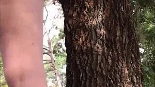 Naughty slut feels so exposed outside.