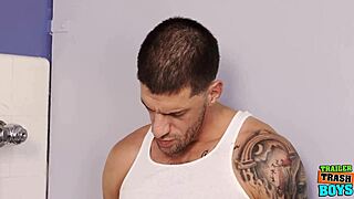 gay hunks jax thirio and ty roderick breed in bathroom blowbang