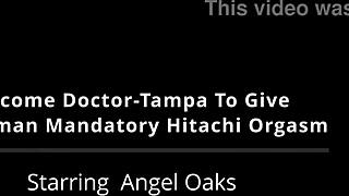 A hitachi wand causes Angel Oaks to have very intense pleasure in physical education