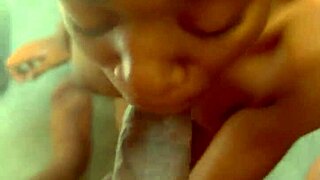 This ebony teen 18+ can't get enough of deepthroat blowjobs!