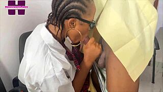 big cock teacher licks the beautiful girl's wet pussy before fucking and cumming on her big ass