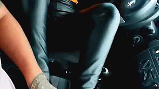 Taxi girl sucks cock for foot massage, leading to facial cum